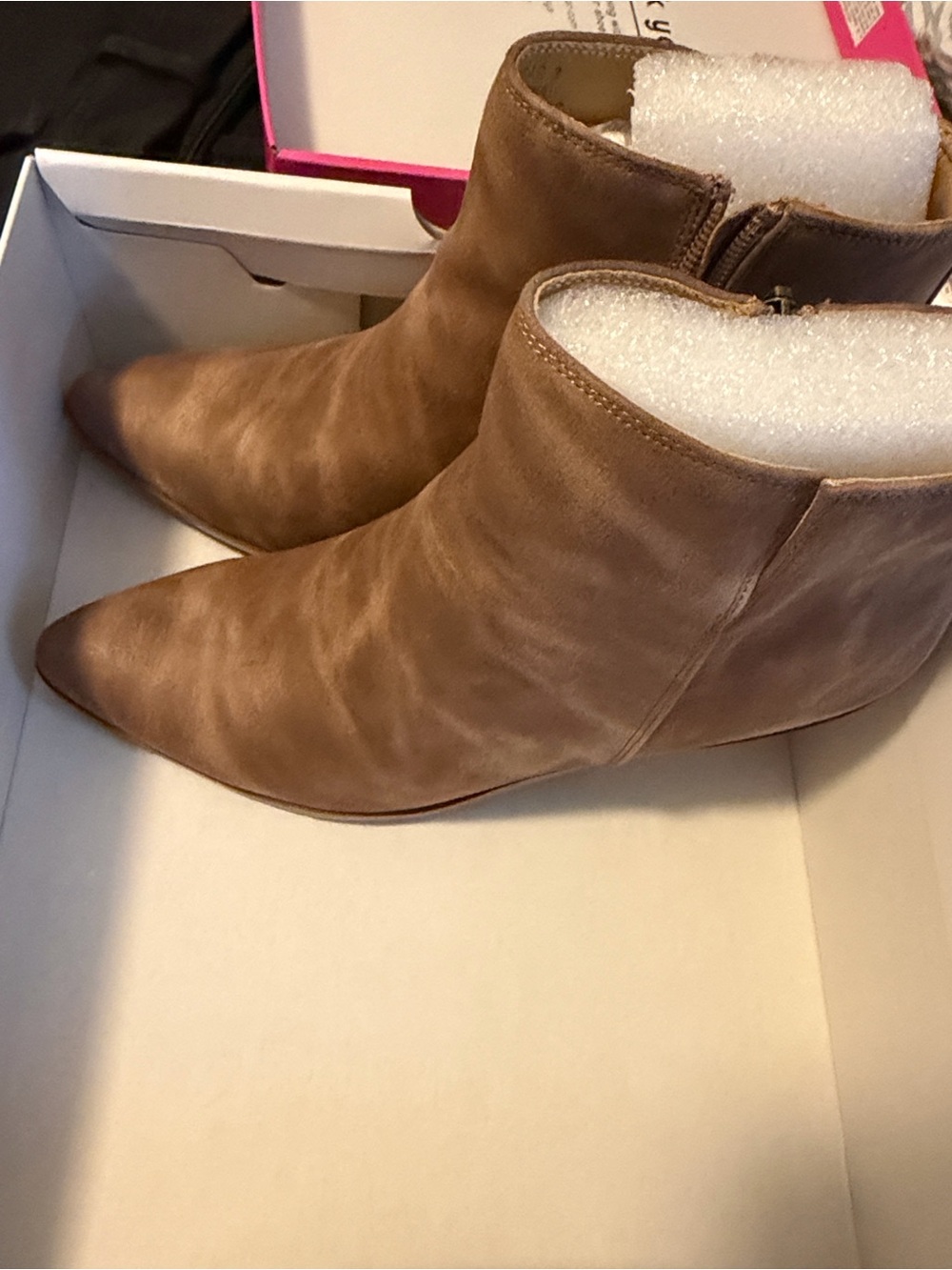 Corkys Pointed Toe Ankle Booties in Taupe Brown